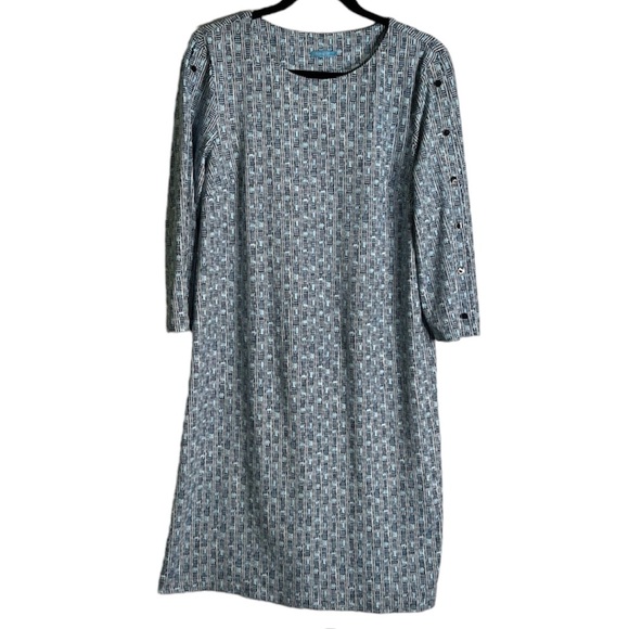 J McLaughlin Catalina cloth blue dress boutton sleeves size medium - Picture 1 of 14
